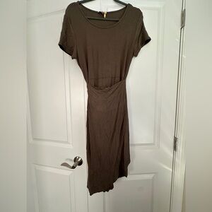Women's Brown Short-Sleeve Midi Dress